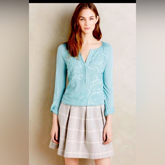 Anthropology TINY brand Alma Henley. Size XS. Aqua blue. - Picture 2 of 6